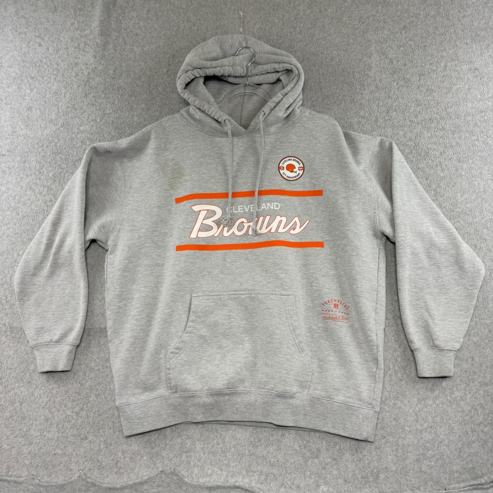 Mitchell & Ness Cleveland Browns Hoodie Mens XXL Gray 75th Anniversary Pullover